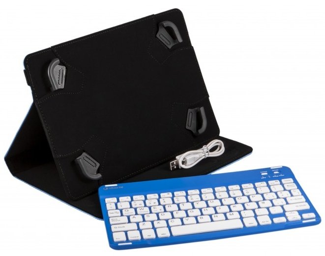 Funda Universal Gripcase Silver Ht Para Tablet 9-10\11 + Teclado Bluetooth Azul