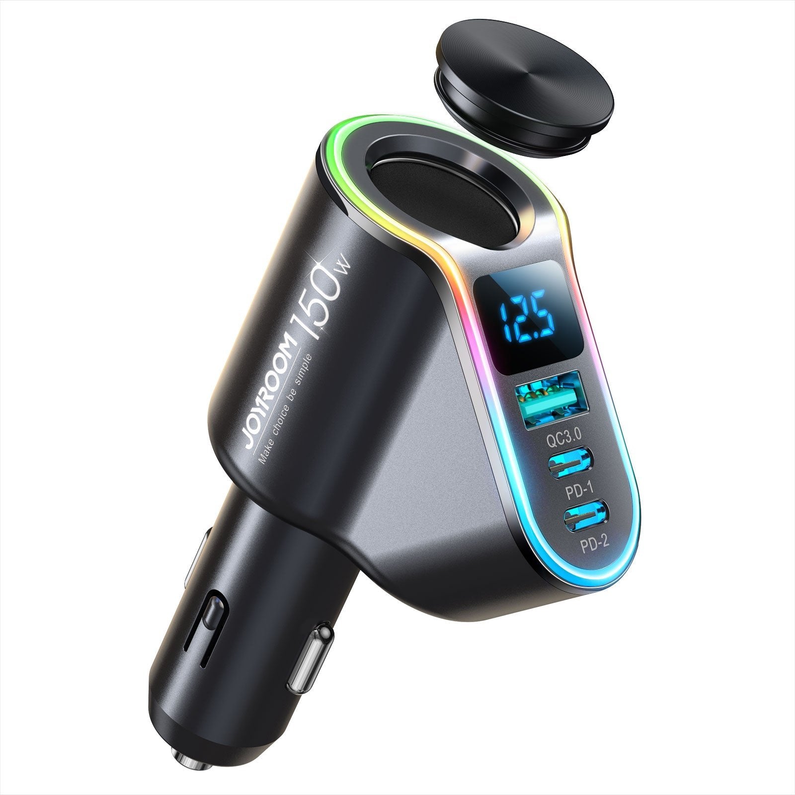 EAN 6941237114273 - JOYROOM JR-CL21 cargador de dispositivo móvil Universal Negro Encendedor de cigarrillos Carga rápida Auto imagen 3
