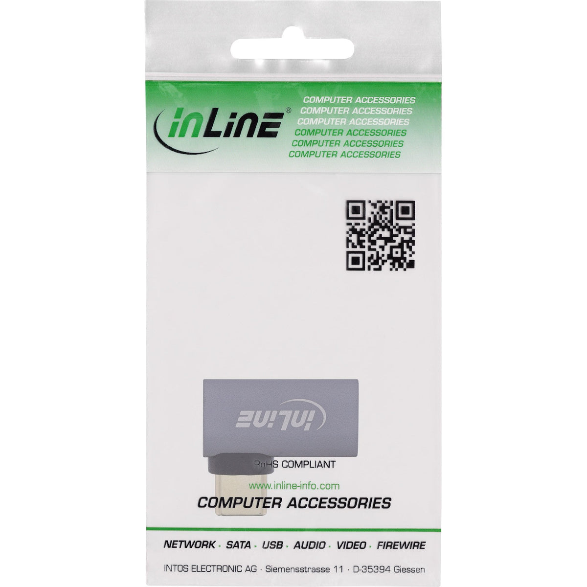 Inline® Usb4 Adapter, Usb-C Male/Female Right/Left Angled, Aluminium, Gris