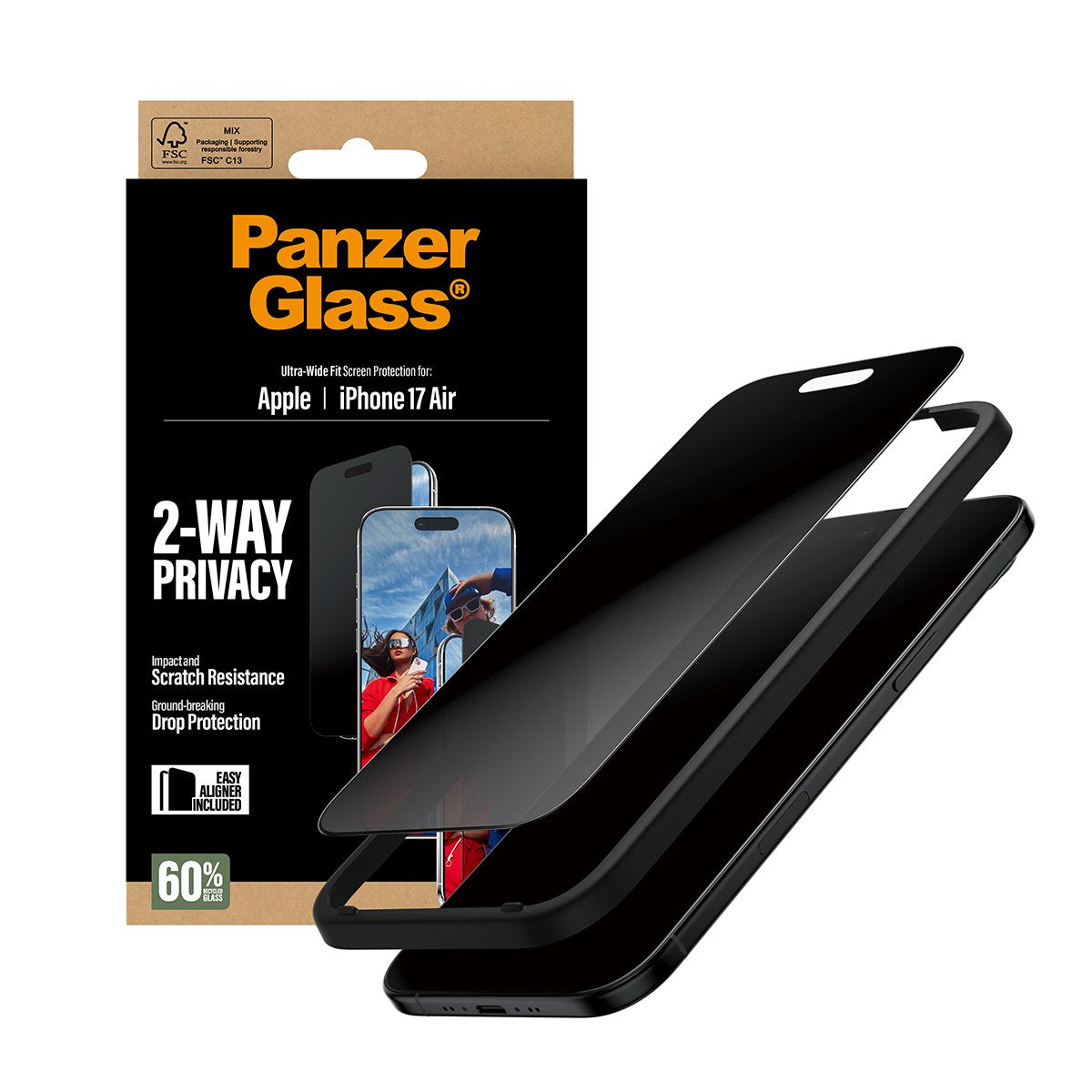 EAN 5715685025723 - PanzerGlass ® 2-Way Privacy Screen Protector iPhone 17 Air | Ultra-Wide Fit w. EasyAligner Protector de p imagen 6