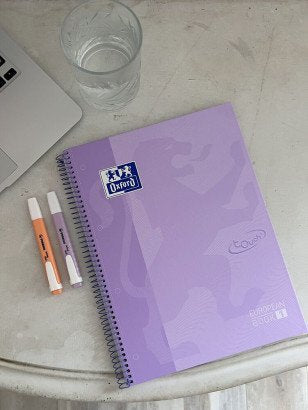Oxford Cuaderno Europeanbook 1 School Microperforado 80 Hojas 1 Línea Tapas Extraduras Touch A4+ Lavanda Pastel -5u-