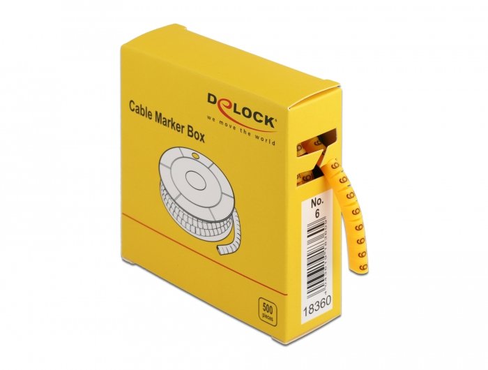 Delock Marcador De Cables Box, Nr: 6, Amarillo, 500 Unidades