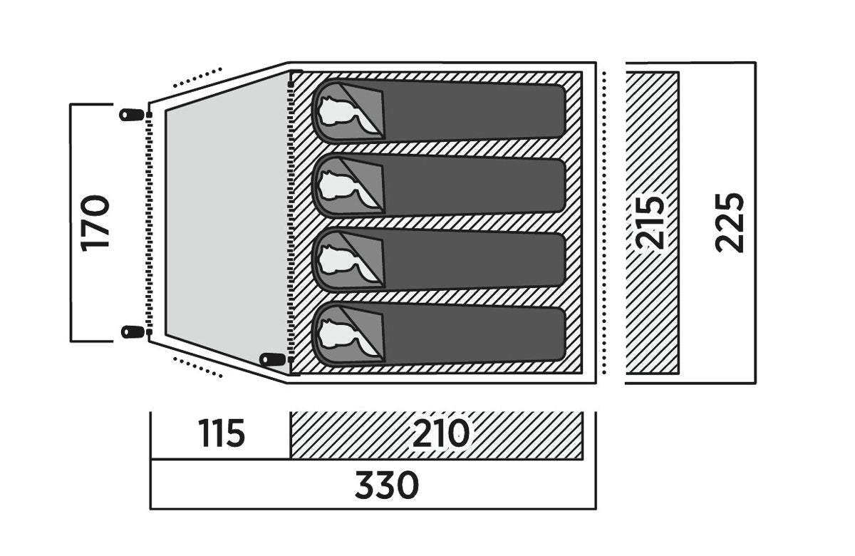 Tienda Domo Easy Camp Setesdal 4 Verde Oliva, Con Porche Túnel, Modelo 2025 120478