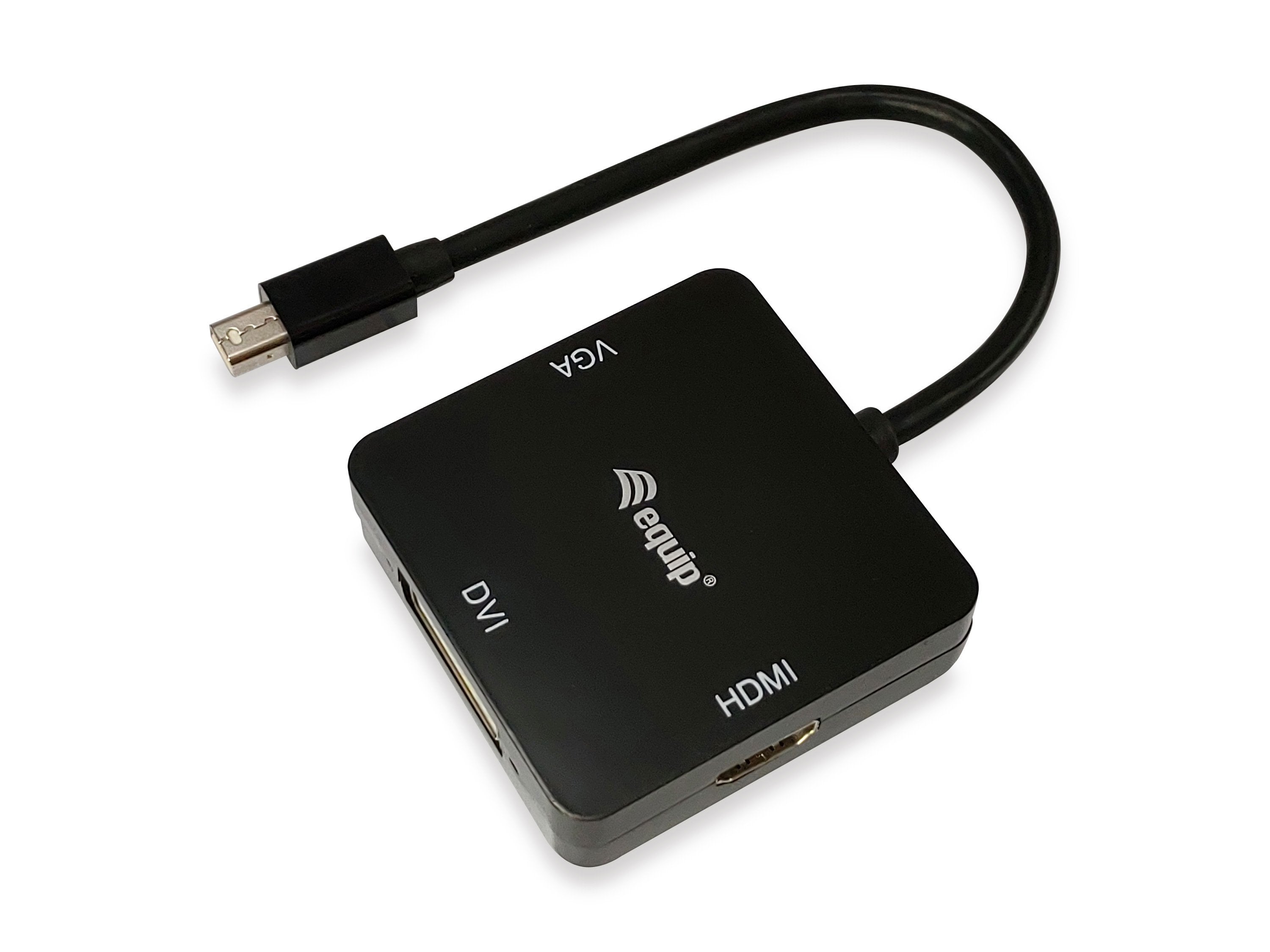 EAN 4015867222423 - Equip 133439 adaptador de cable de vídeo 0,15 m Mini DisplayPort DVI-D + VGA (D-Sub) + HDMI Negro imagen 1