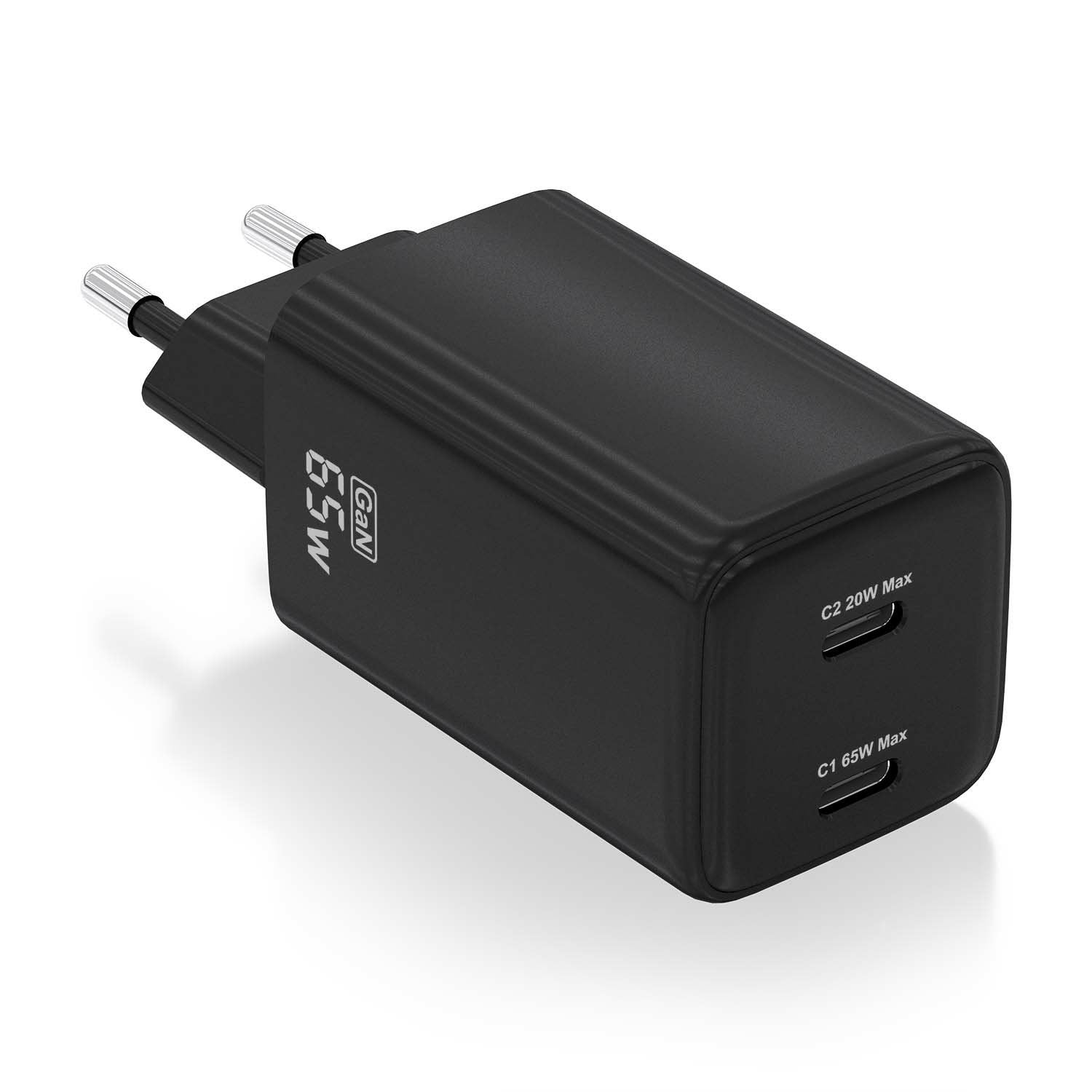 Aisens Cargador Gan De Pared 2xusb Tipo-C 65w Asch-65w2p040-Bk