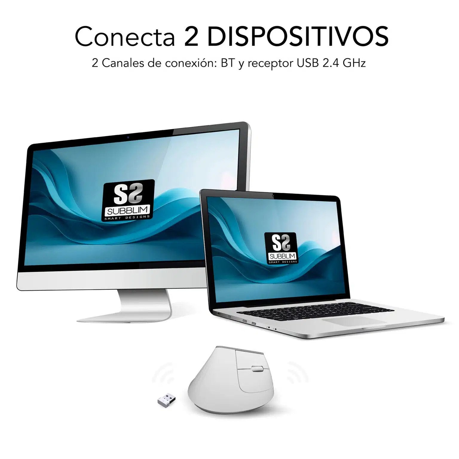 EAN 8436586743086 - SUBBLIM SUBMO-EDNVW02 ratón Universal mano derecha Bluetooth + USB Type-C Óptico 4000 DPI imagen 3