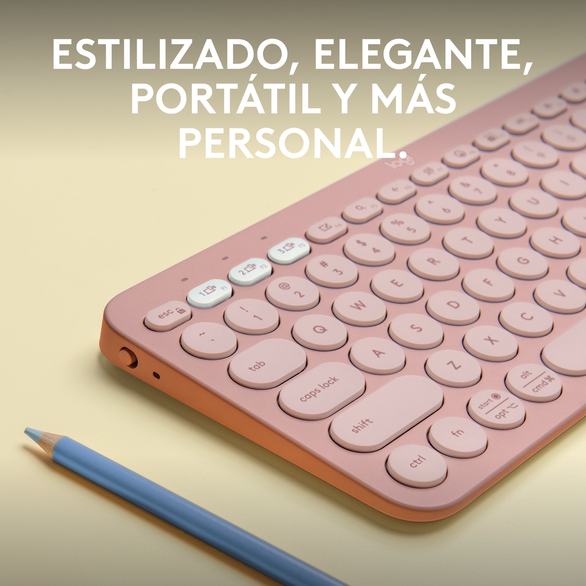 Teclado Español Logitech Pebble Keys 2 K380s Rf Wireless + Bluetooth Qwerty Rosa