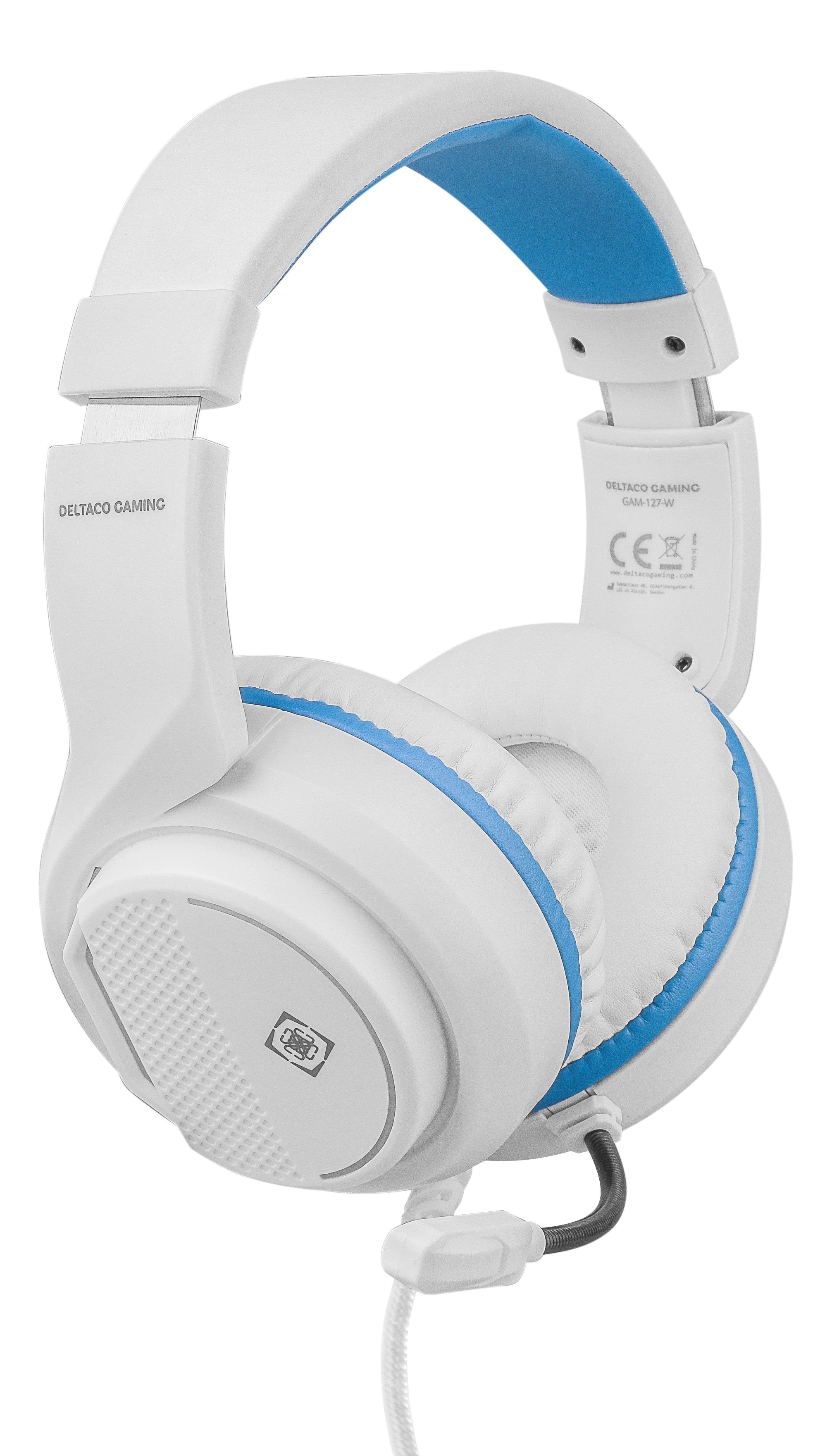 EAN 7333048052643 - Deltaco Gaming GAM-127-W auricular y casco Auriculares Alámbrico Diadema Juego Azul, Blanco imagen 4