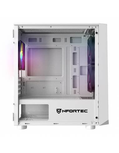 Nfortec Caja Microatx Gaming Cristal Templad Dys White. Usb 3.0 Rgb. Blanco