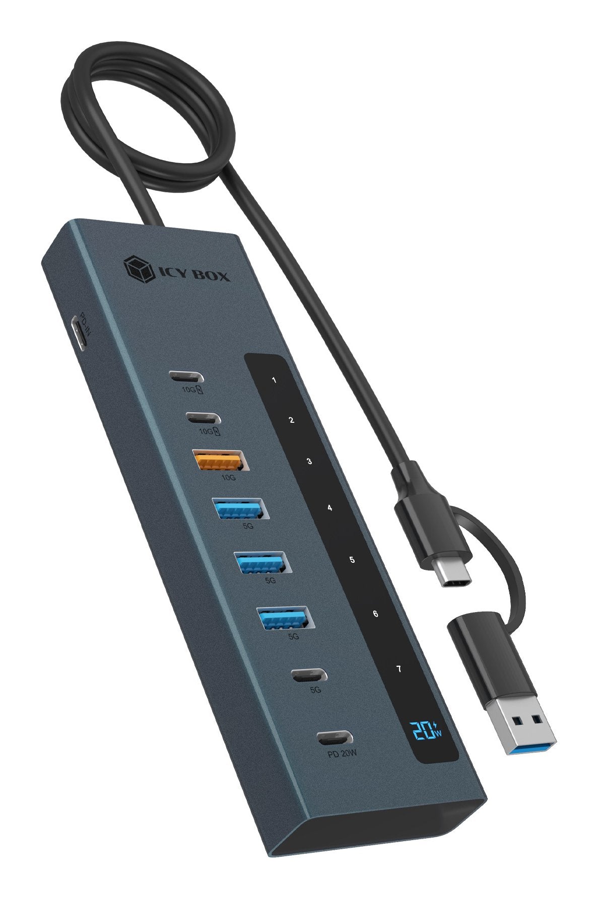EAN 4250078174929 - ICY BOX IB-HUB1743-CPD USB 3.2 Gen 2 (3.1 Gen 2) Type-A + Type-C 10000 Mbit/s Azul imagen 1