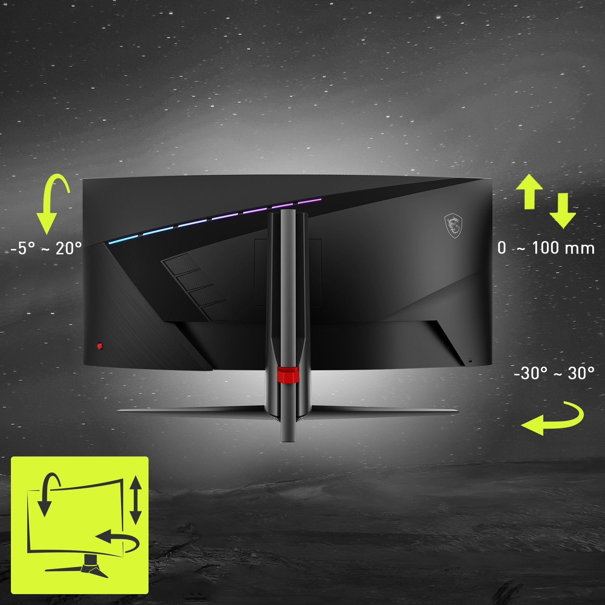 Msi Mag 345cqrde, Monitor Gaming 86 Cm 34", Negro, Uwqhd, Va, Curvo, Ai-Vision, Panel 180hz 9s6-3dd14h-003