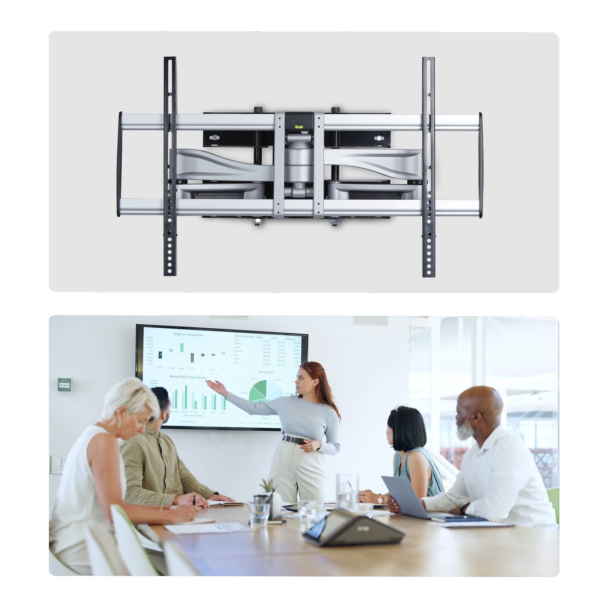 Startech.Com Robuste Vollbewegliche Tv-Soporte De Pared Fur Flachbildschirme Bis 100 Zoll Und 85 Kg Flaches Design Taa
