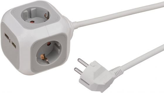 Brennenstuhl 1150100 Base Múltiple 1,4 M 4 Salidas Ac Interior Gris, Blanco