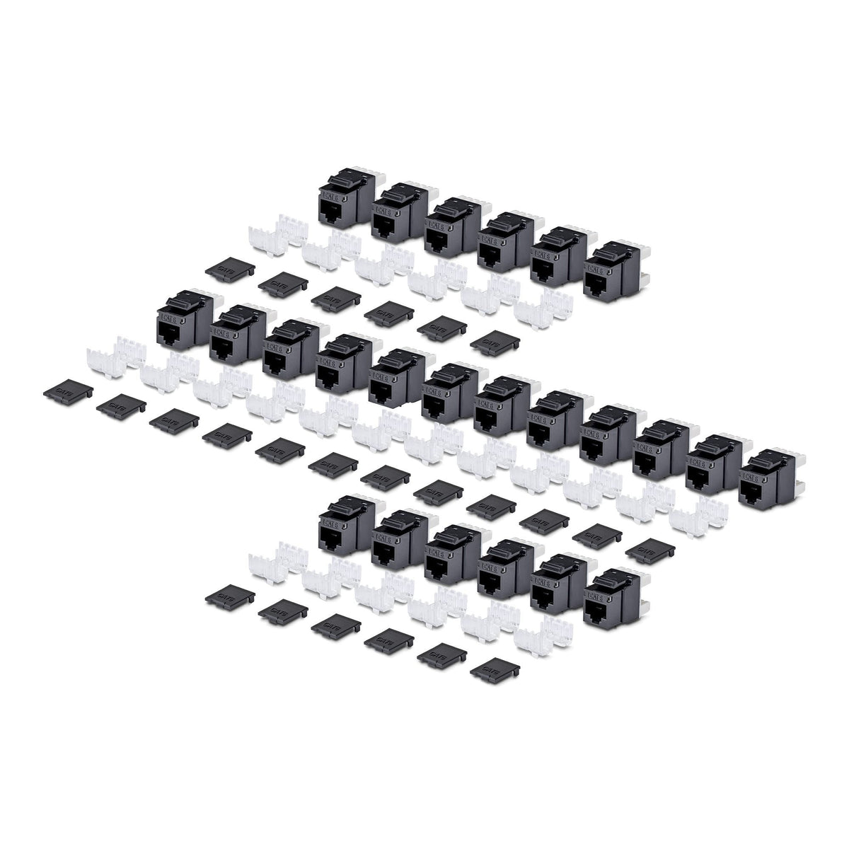 Startech.Com Cat6 Keystone Jack Módulo, Pack De 24 Rj45 Ethernet Keystone Conector Hembra, Utp Cat6 Wandbuchse, 180 Grad 110 Punch Down Conector Hembra, Negro, Plano, Negro, Rj-45, Conector Hembra, Conector Hembra, 10gbase-T