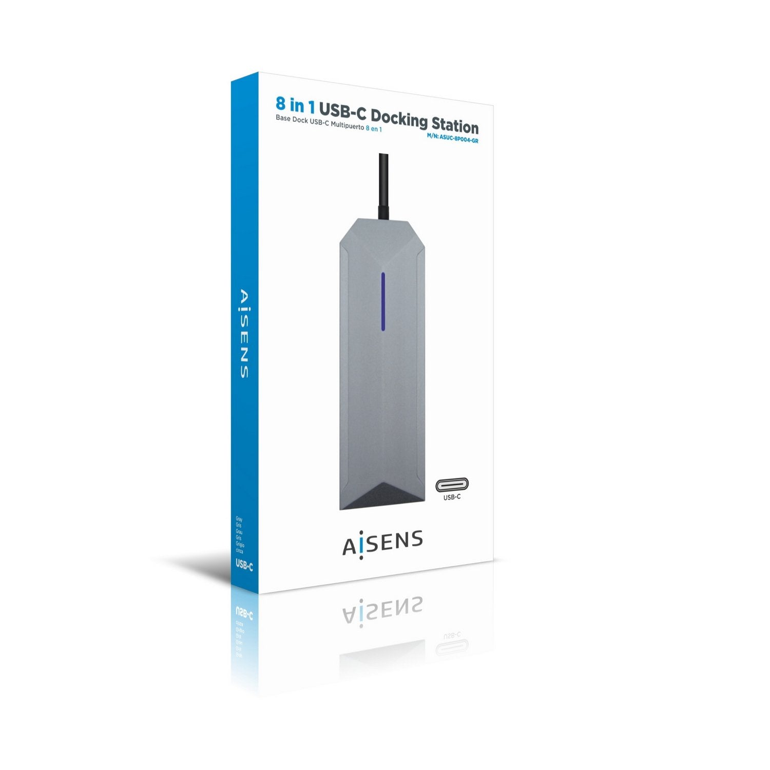 Aisens Usb-C Dock 8 En 1 - Usb-C A 1xhdmi - 1xrj45 - 3xusb - 1xpd - 1xsd - 1xmicro Sd - 15cm - Gris