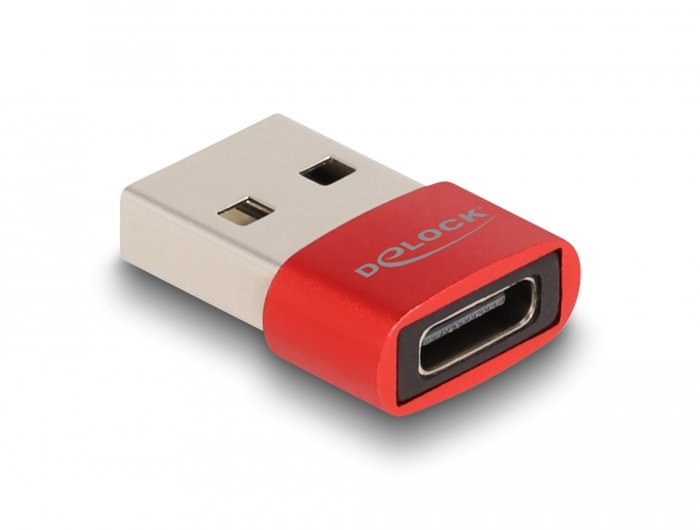 Delock 60050 Adaptador Usb 2.0 Usb Tipo-A Macho A Usb Type-C Hembra Rojo