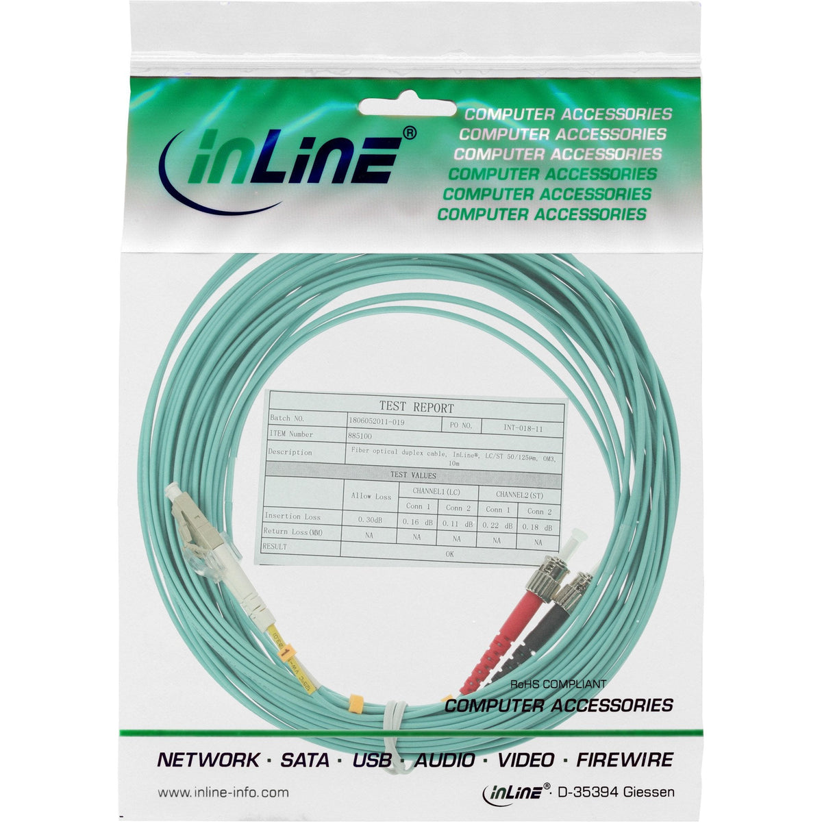 Cable Dúplex De Fibra Óptica Inline Lc/St 50/125?M Om3 10m