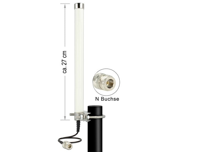 Delock Lte Gsm Umts Antenne N Buchse 2 - 6.5 Dbi Omnidirektional Starr Mastmontage Weis Outdoor