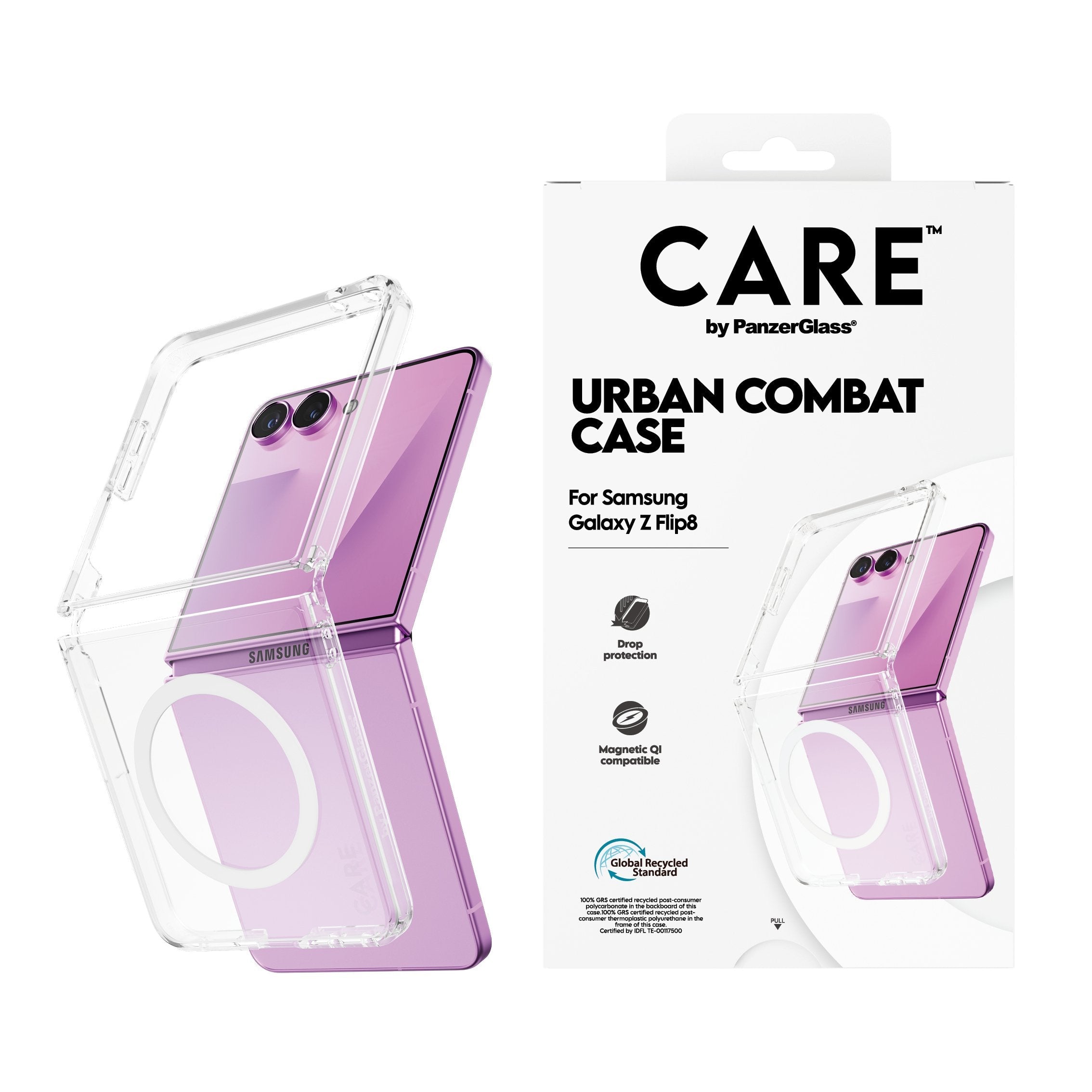 Panzerglass Care Urban Combat Case Transp. Blanco Qi Samsung Galaxy Z Flip8/Flip7