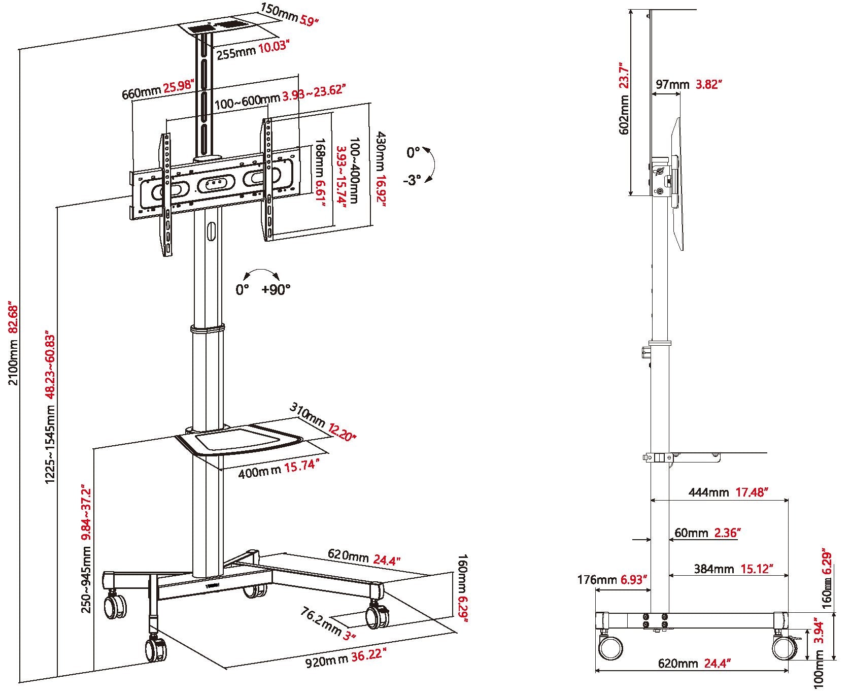 EAN 1036598500003 - Vision VFM-F19 soporte para TV 2,03 m (80") Negro imagen 5