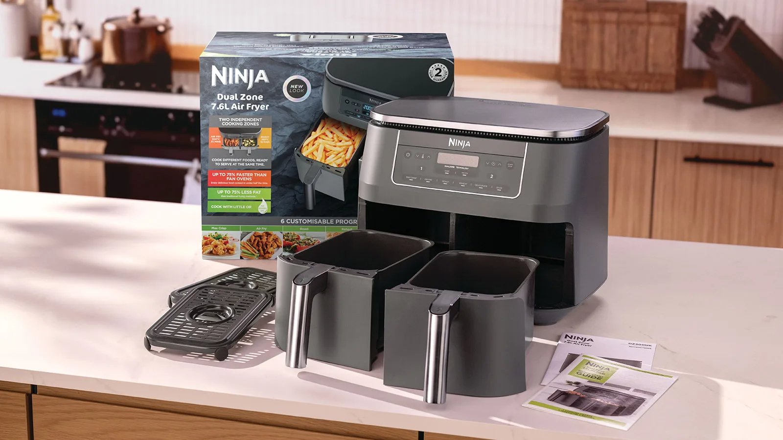 EAN 0622356322690 - Ninja DZ300EU freidora Doble 7,6 L Independiente 2400 W Freidora de aire caliente Gris imagen 7