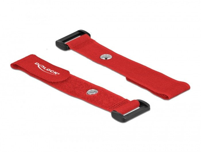 Delock Klett-Cablebinder Mit Schlaufe Und Befestigungsöse L 190 X B 25 Mm Rot 5 Stück