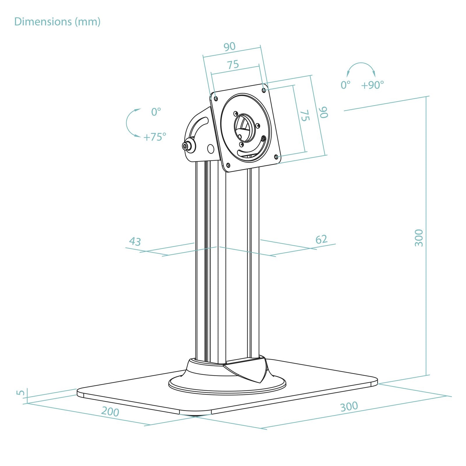 Soporte De Mesa Para Marco Antirrobo De Tablet Tooq Tqatc2601-B Negro