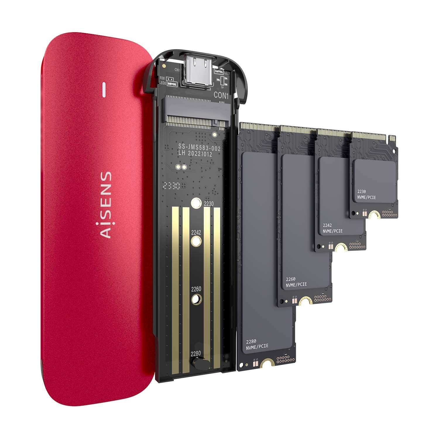 EAN 8436574709711 - AISENS ASM2-027RED caja para disco duro externo Caja externa para unidad de estado sólido (SSD) Rojo M.2 imagen 3