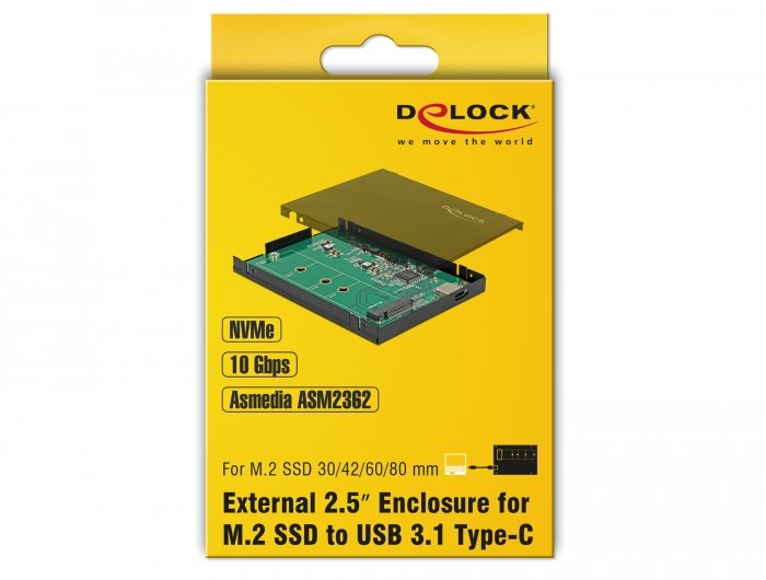Delock 42609 Caja Para Disco Duro Externo Caja Externa Para Unidad De Estado Sólido (Ssd) Negro M.2, Caja De Unidades Negro, Caja Externa Para Unidad De Estado Sólido (Ssd), M.2, Pci Express, 10 Gbit/S, Conexión Usb, Negro