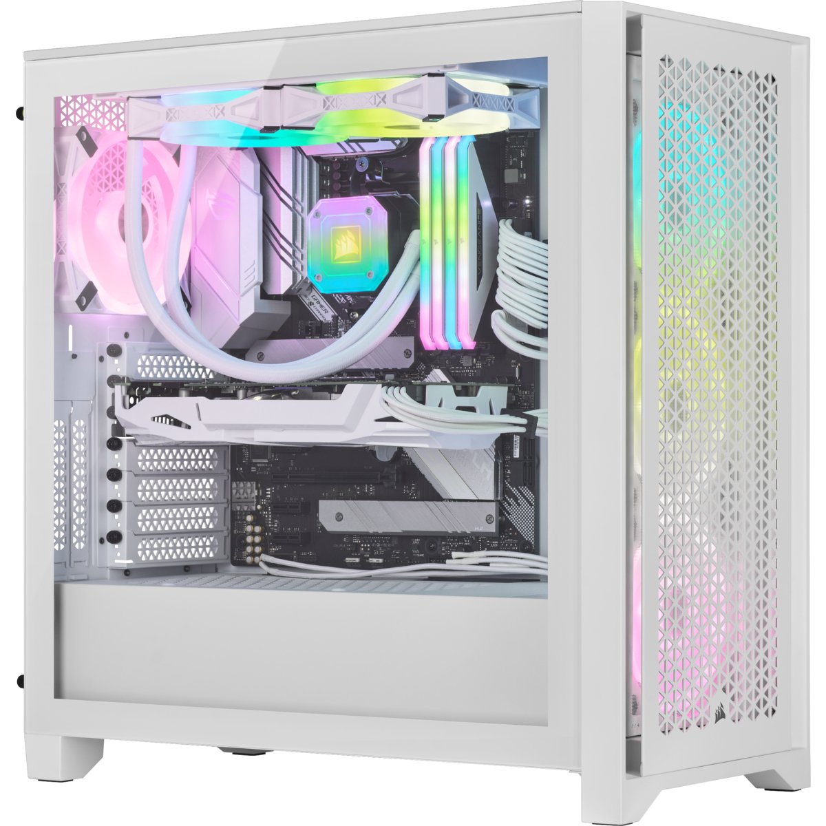 Caja Pc Atx Semitorre Corsair Icue 4000d Rgb Airflow Cristal Blanca