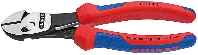Alicates Knipex Twinforce De Corte Laterales De Alto Rendimiento Rojo/Azul, 7372180f, Con Resorte De Apertura 73 72 180 F