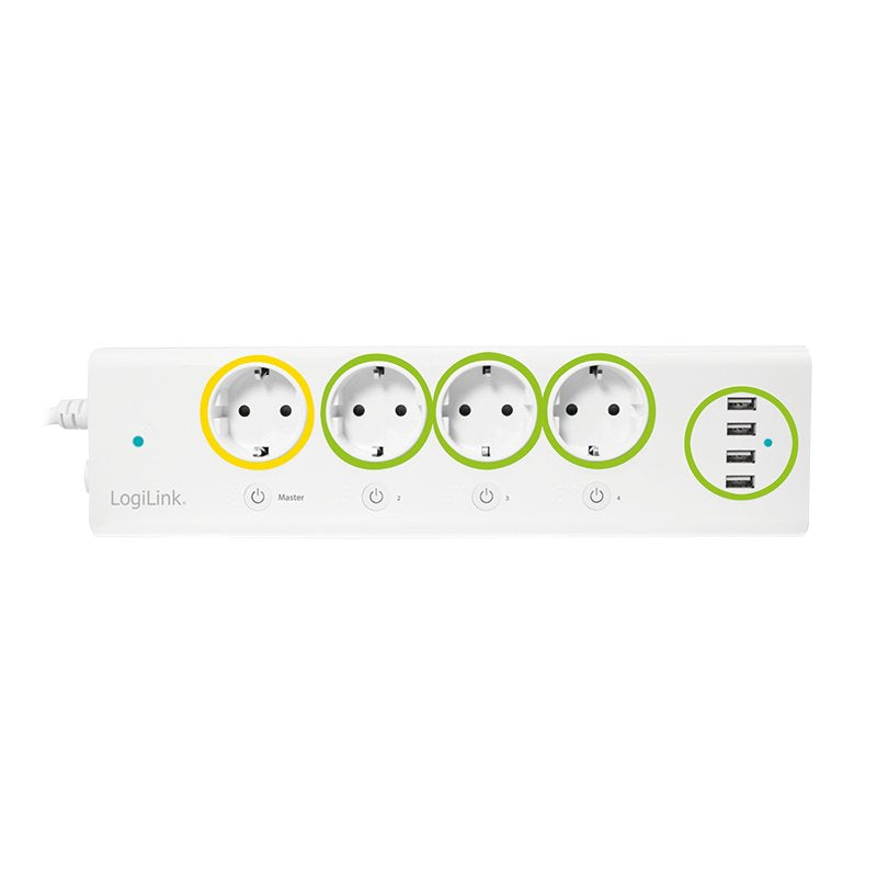 Logilink Pa0130 Base Múltiple 1,5 M 4 Salidas Ac Interior Blanco