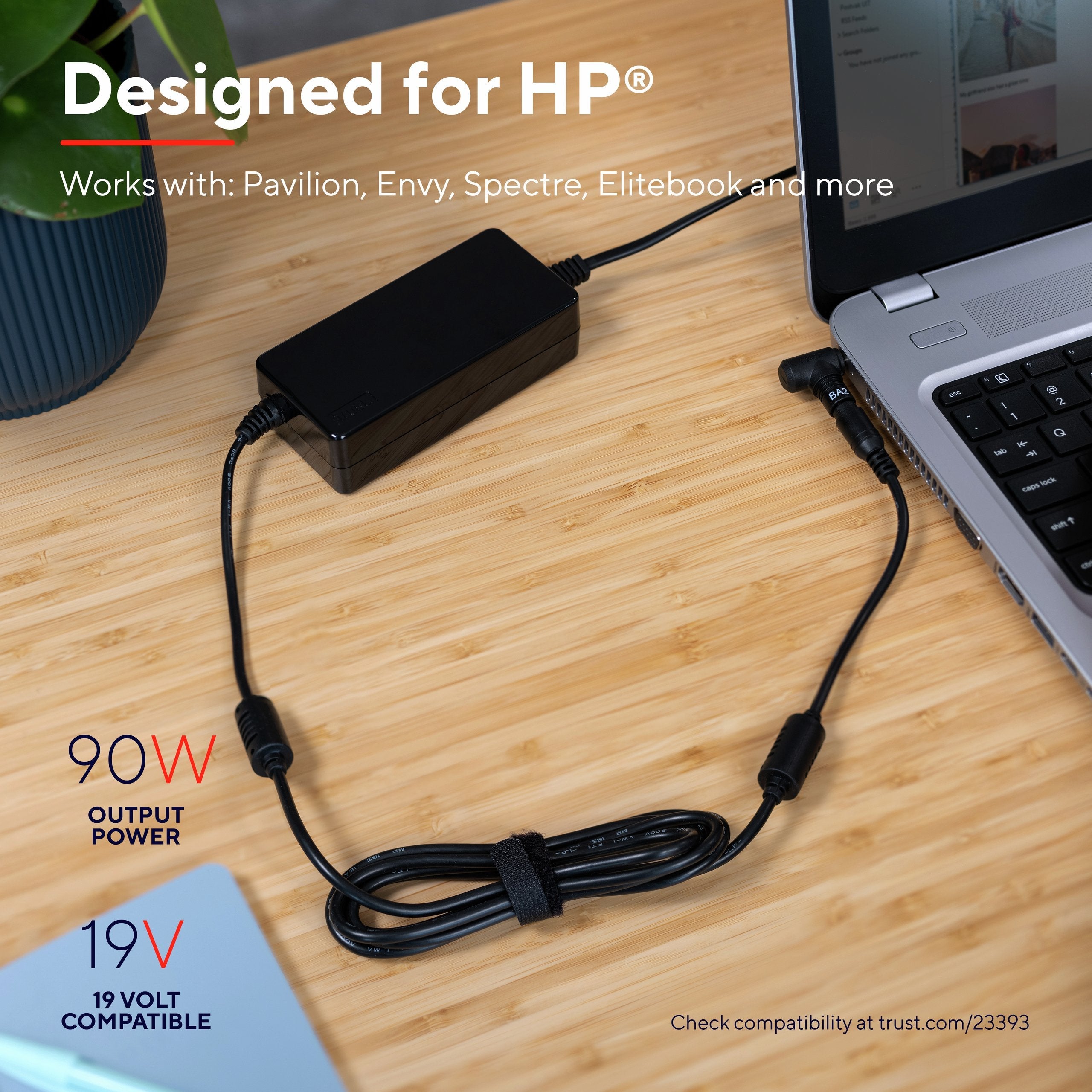 Cargador De Portátil Trust Maxo Para Hp 90w Automático 4 Conectores Voltaje 18-20v