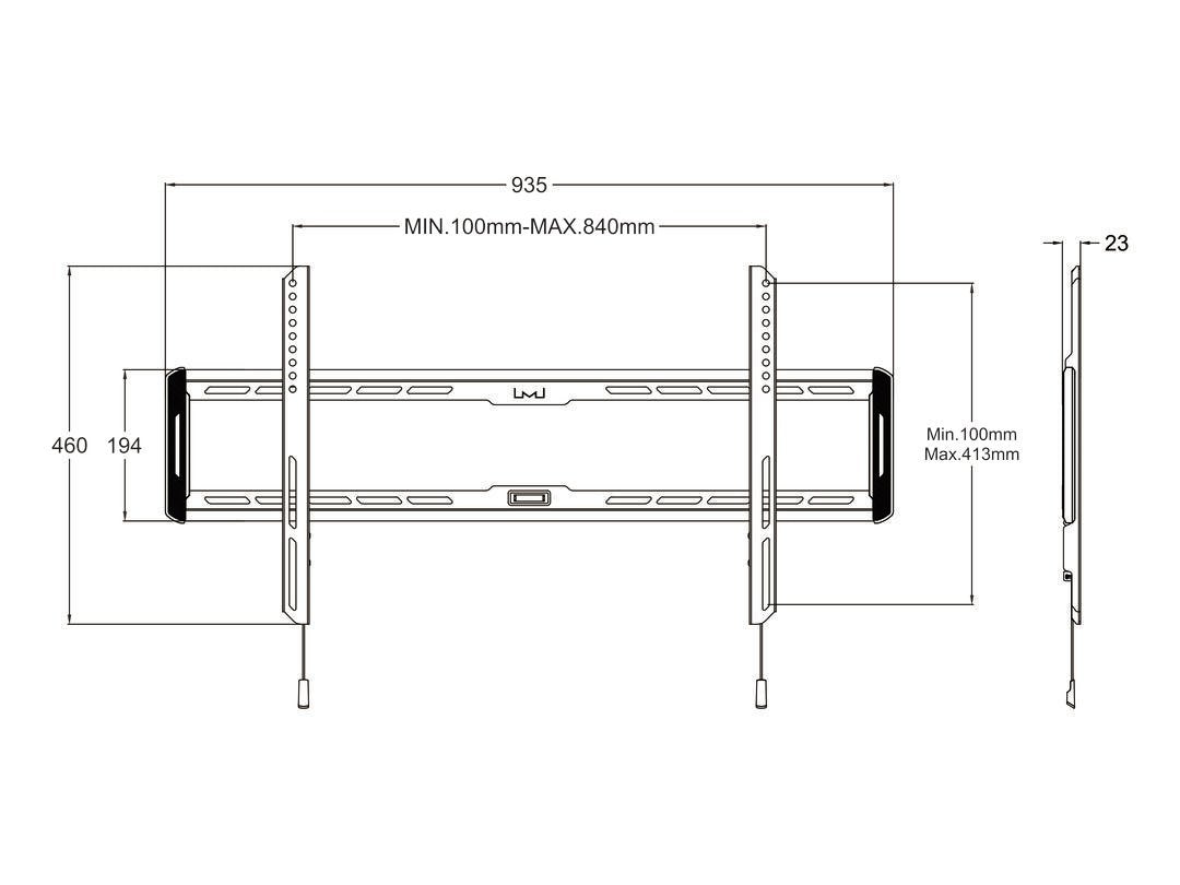 M Universal Wallmount Fixed Large Black