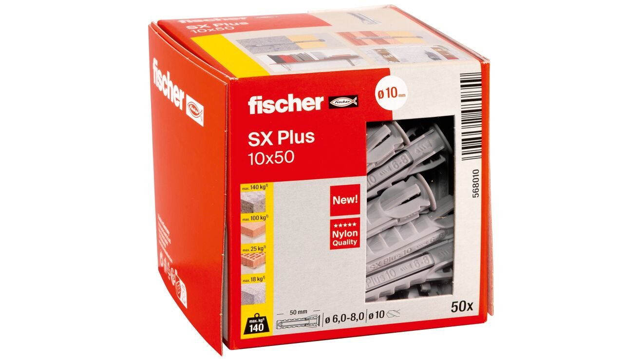 EAN 4048962480849 - Fischer 568010 tornillo de anclaje y taco 50 pieza(s) Anclaje de expansión 50 mm imagen 2