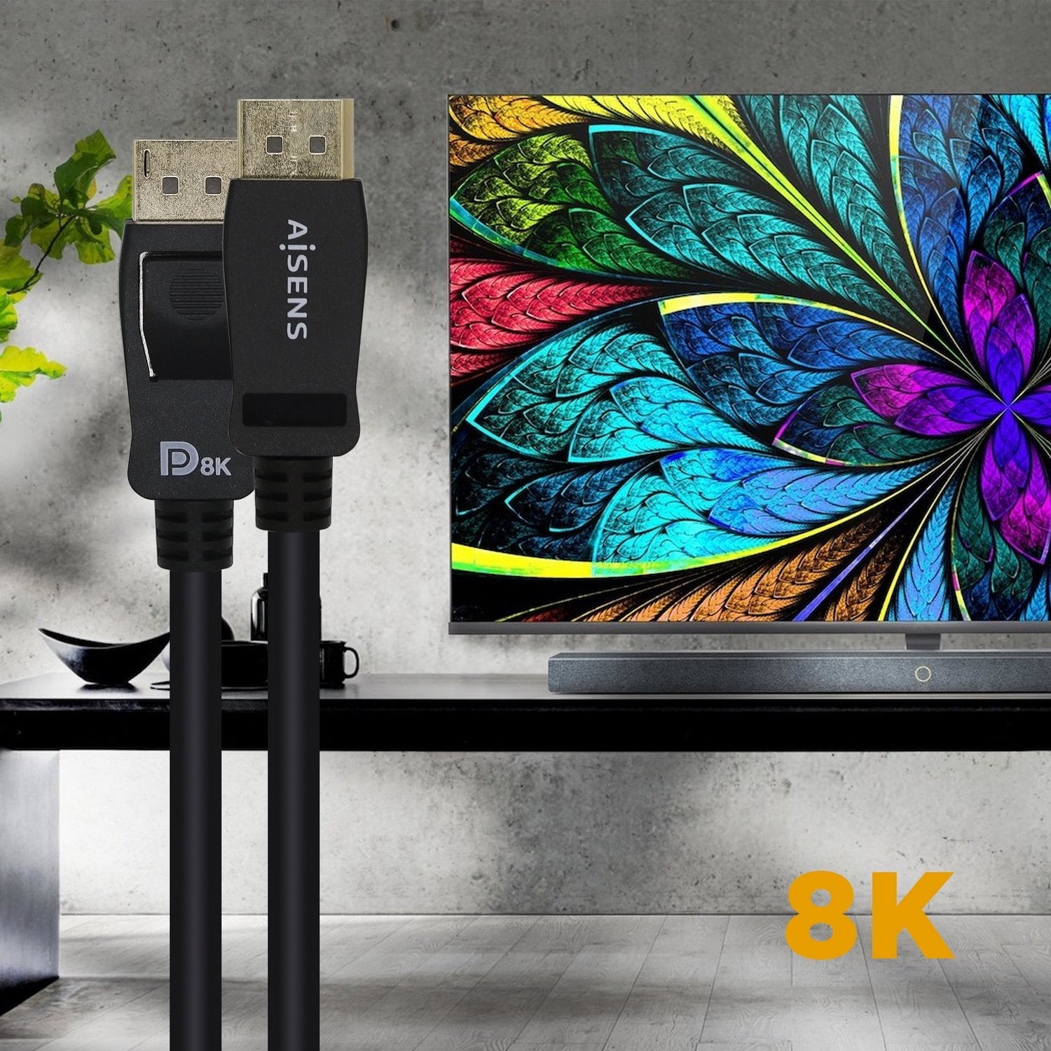 Aisens Cable Displayport Certificado V1.4 8k@60hz - Dp/M-Dp/M - 0.50m - Negro