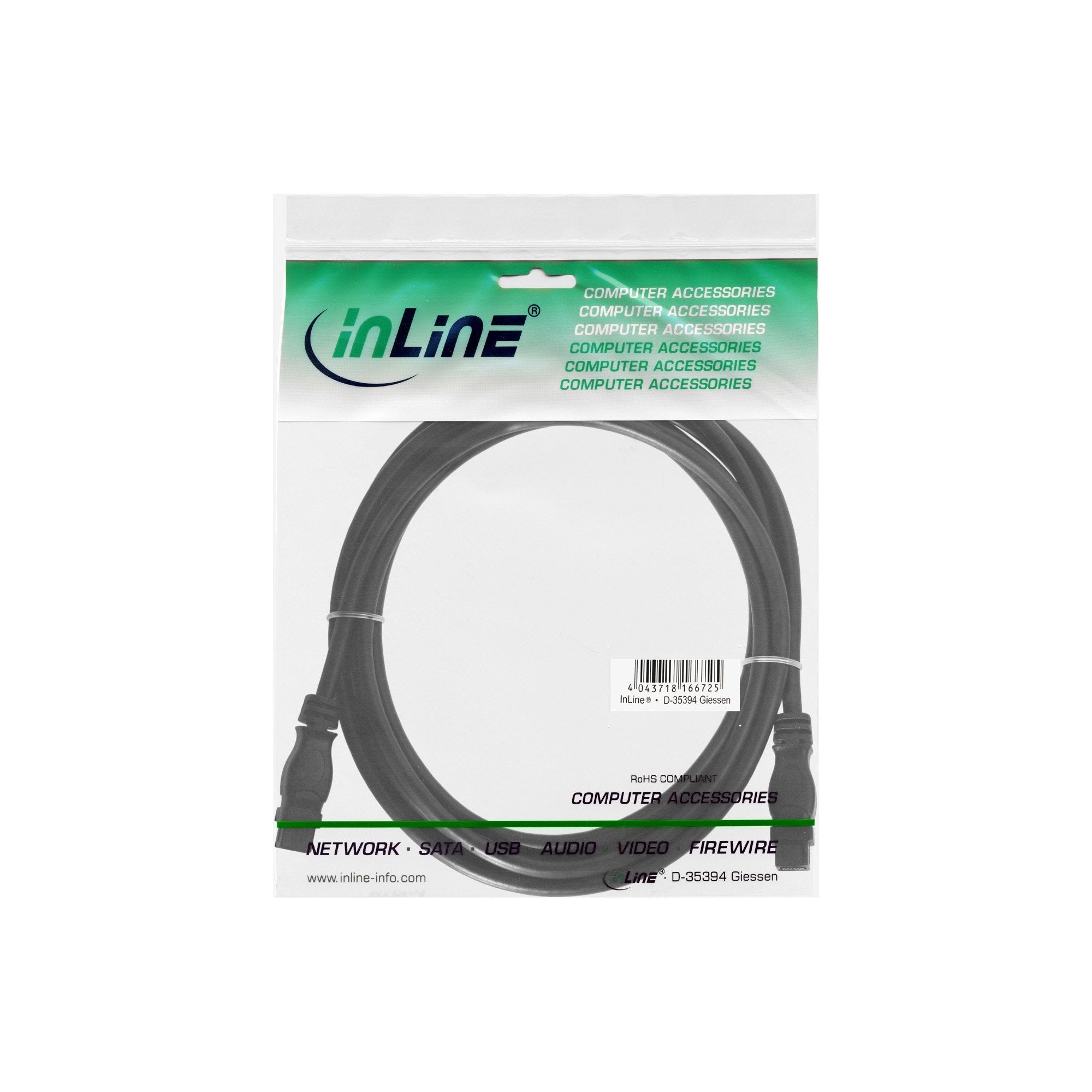 Inline Firewire 800 1394b Cable De 9 Pines Macho A Macho De 1,8 M