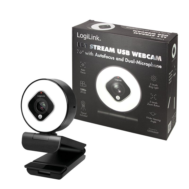 Logilink Ua0384 Cámara Web 2 Mp 1920 X 1080 Pixeles Usb 2.0 Negro, Blanco