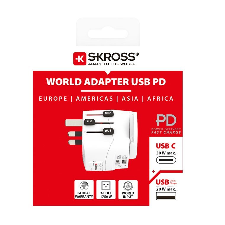 Skross Pro Light Usb Ac30pd World, Blanco