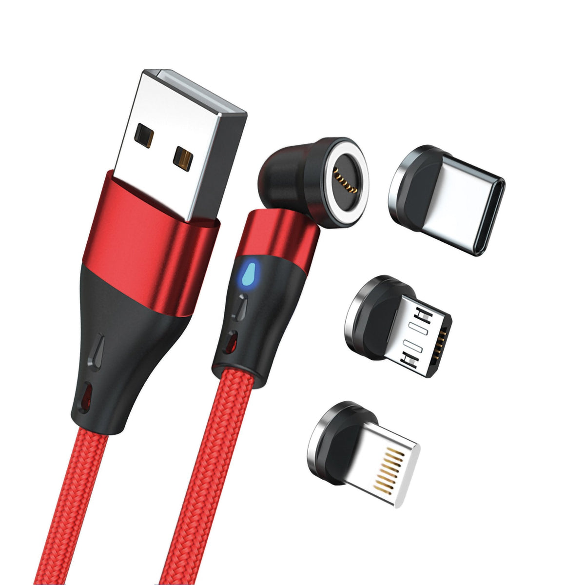 Realpower Magnetic Cable 3 Amp,1m,Rojo Con Adaptern