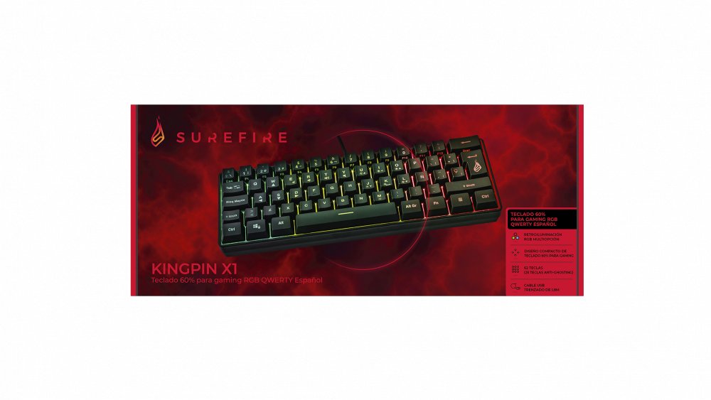 Verbatim Teclado Gaming Kp-X1 60% Cable Usb Retroiluminado Led Rgb Qwerty Español Abs Negro