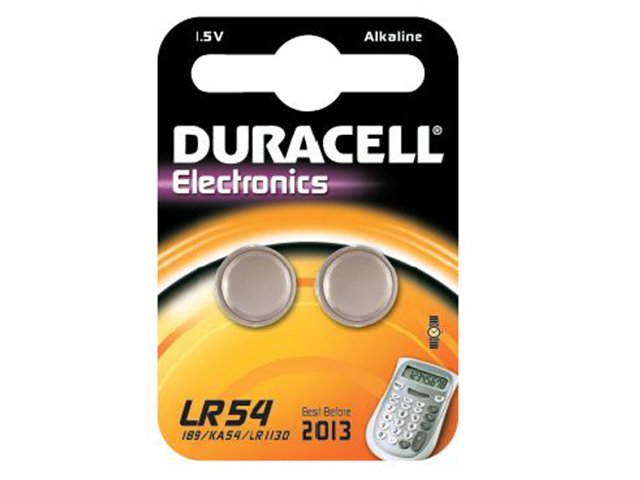 Duracell Pila Boton Lr54, Alcalino, Boton/Moneda, 2 Pieza(S), Lr54