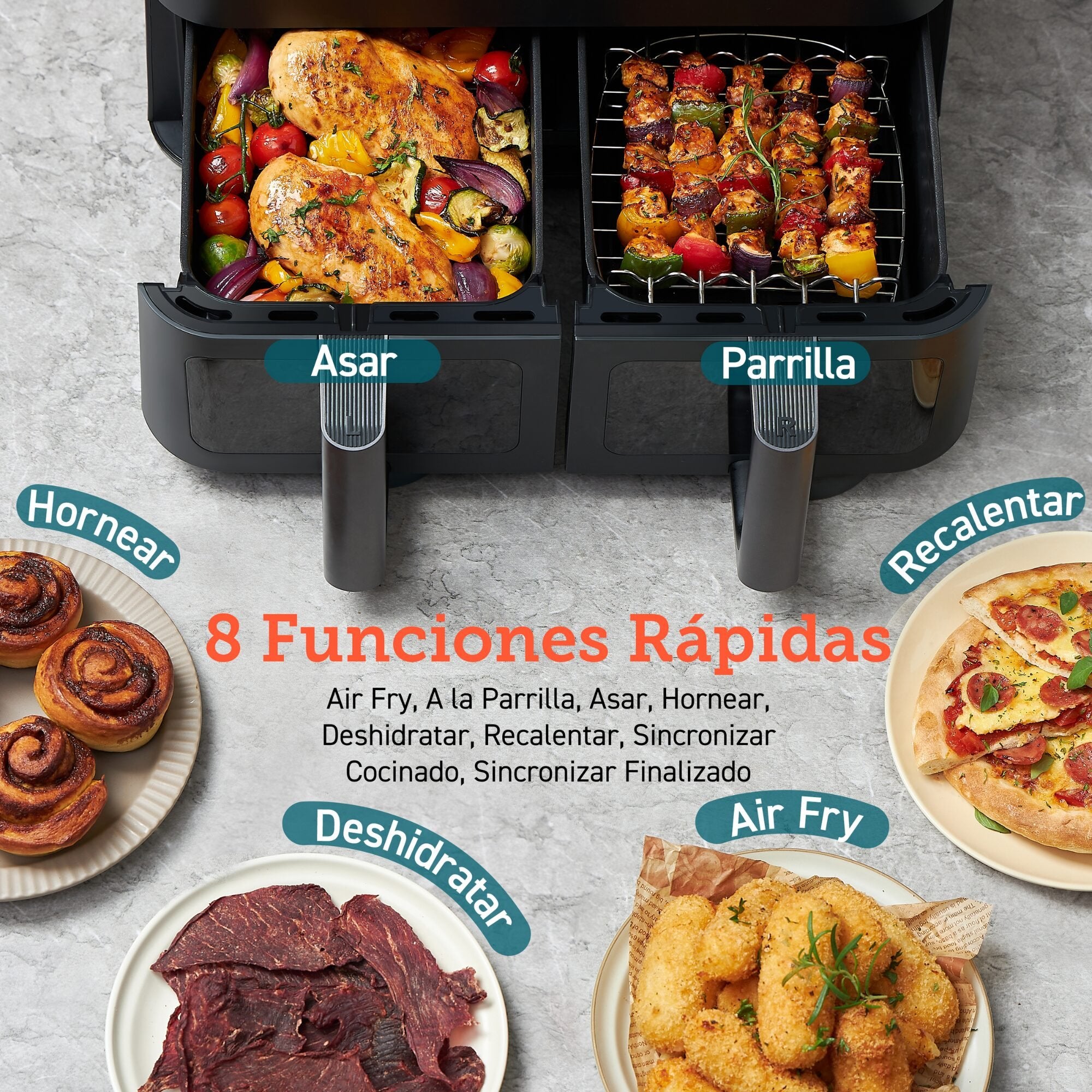 EAN 810123671731 - Cosori Dual Basket Chef Edition Doble 8,5 L Independiente 1750 W Freidora de aire caliente Negro, Plata imagen 3