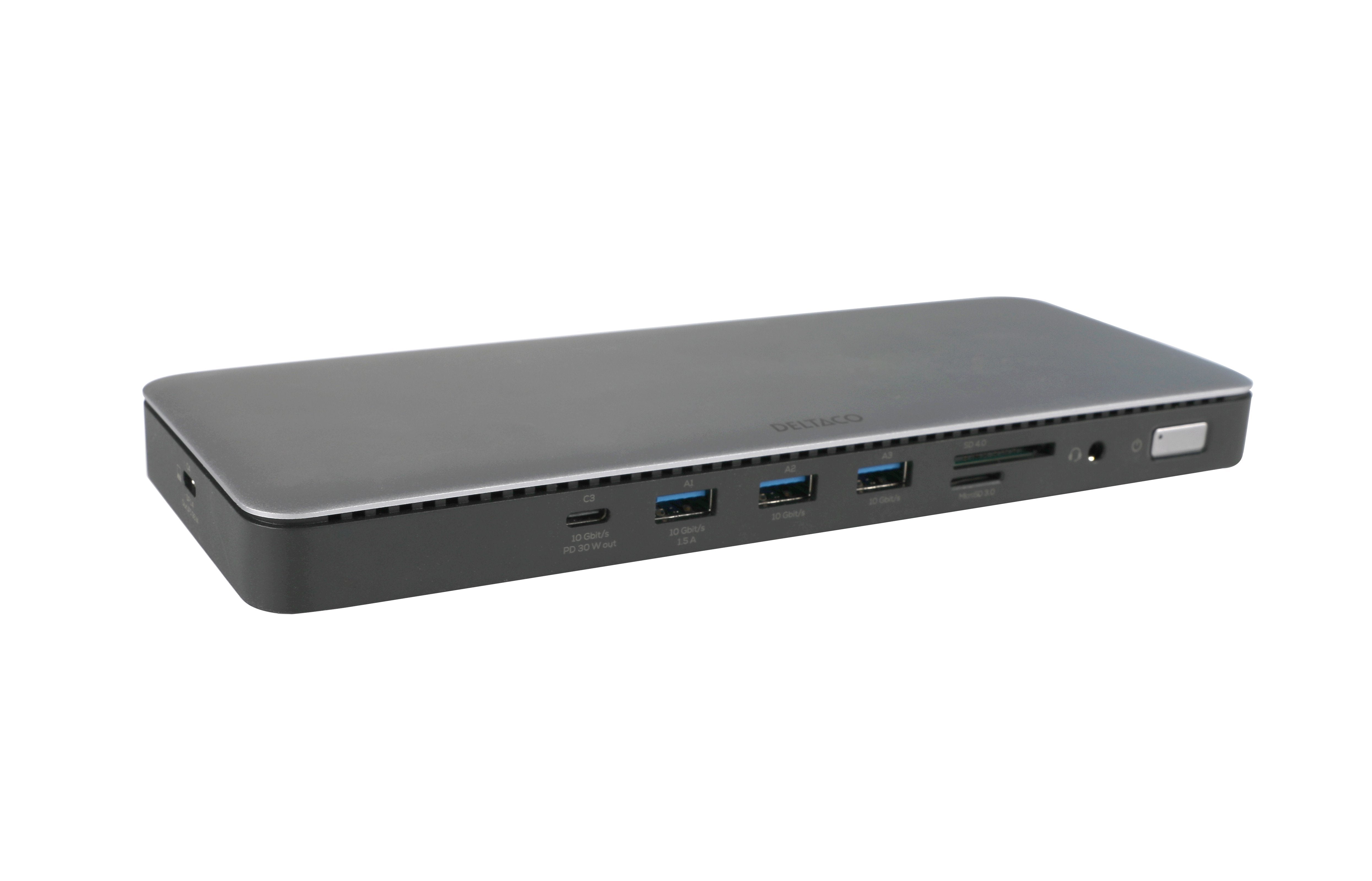 Deltaco Usb-C Dockingstation 2xhdmi/Dp/Usb/Rj45/Sd 96w