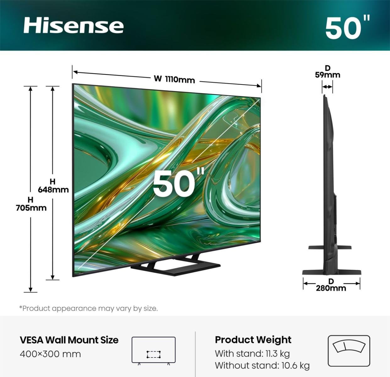 EAN 6942351434391 - Hisense 50E8S 127 cm (50") 4K Ultra HD Smart TV Wifi Negro imagen 2