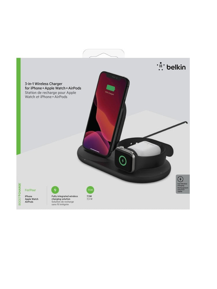 Belkin Wiz001vfbk - Cargador Inalámbrico 3 En 1 Negro