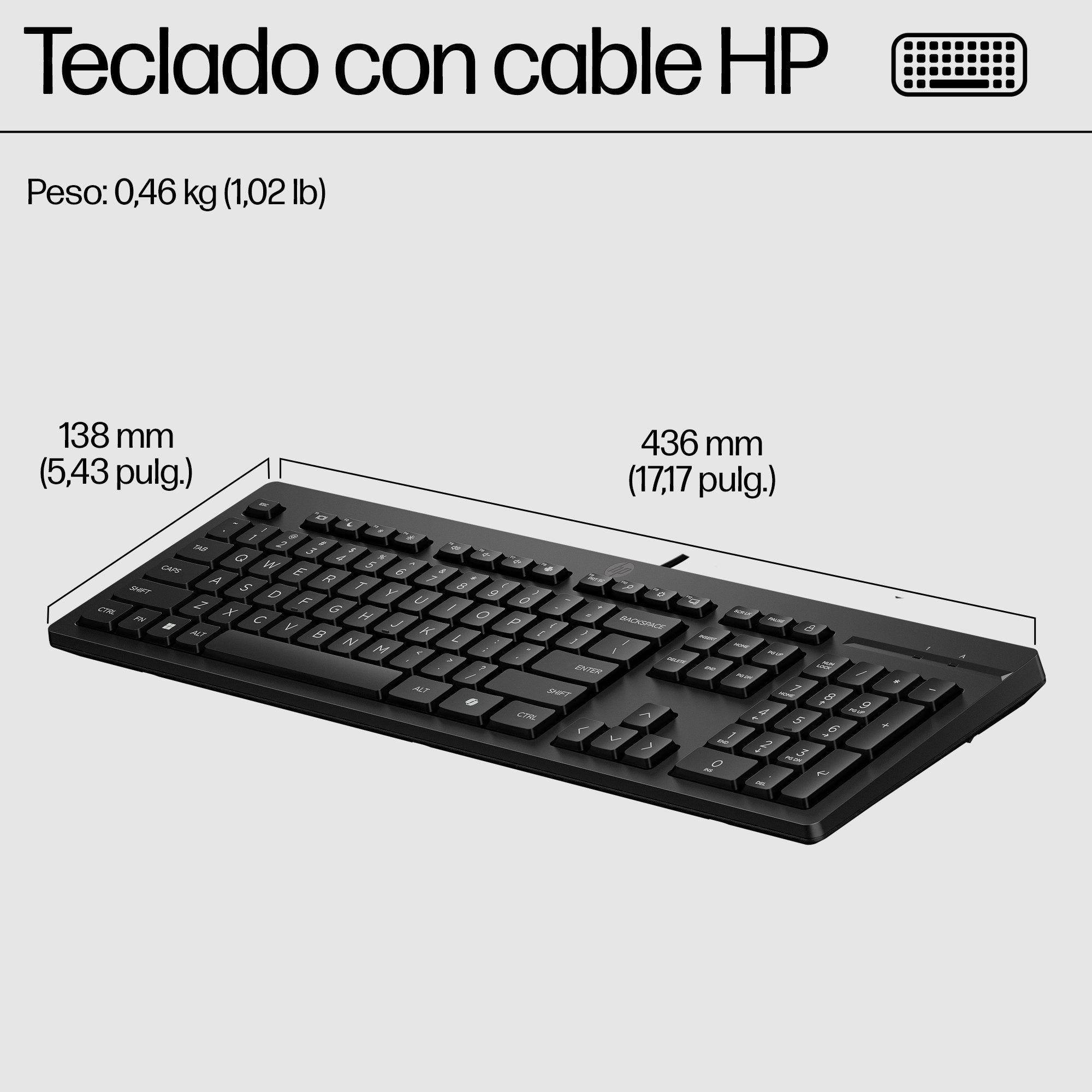 EAN 195161008061 - HP 125 USB Wired Keyboard teclado Negro imagen 3