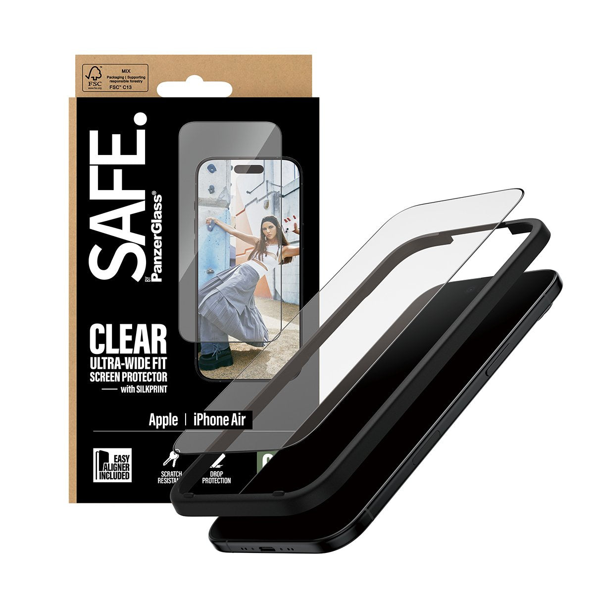 EAN 5715685029691 - PanzerGlass SAFE. by ® Screen Protector w. Black Frame iPhone Air | Ultra-Wide Fit w. EasyAligner Protect imagen 5