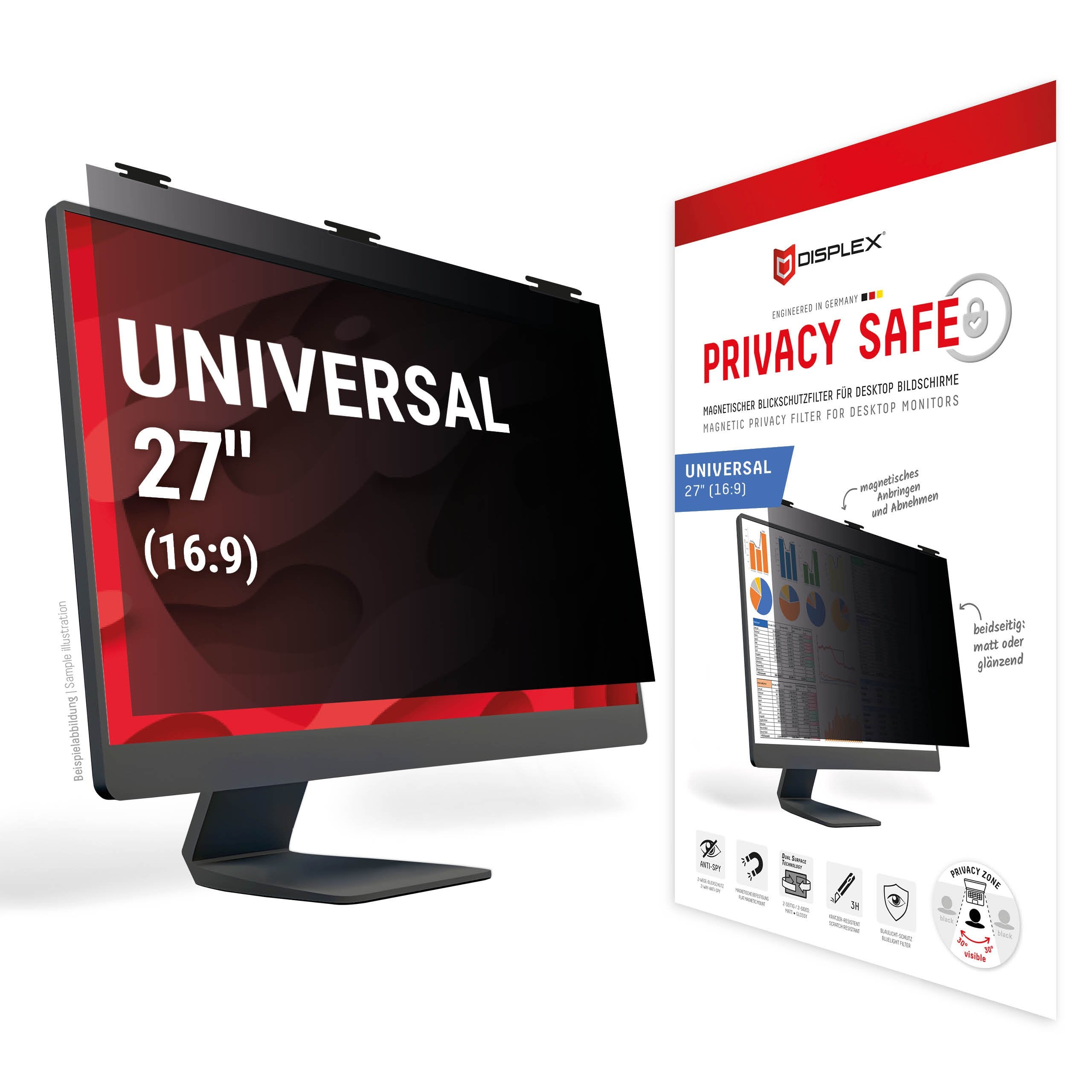 Displex Privacy Blickschutzfilter Safe Desktop Uni 27" (16:9)