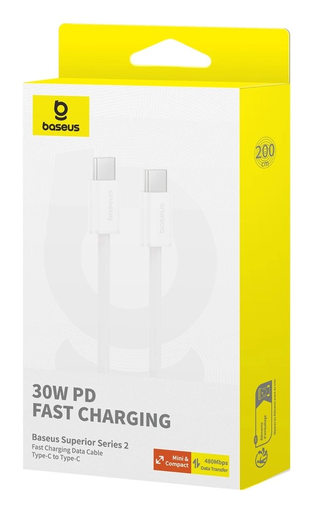 EAN 6932172648794 - Baseus Superior cable USB 2 m USB C 480 Gbit/s Blanco imagen 6
